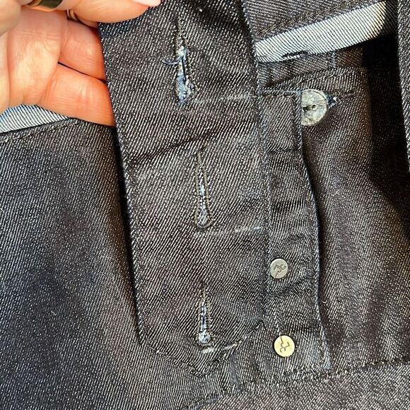 NWT J & Company Raw Denim Suspender Pants Straight Leg Size 28 - Picture 14 of 16